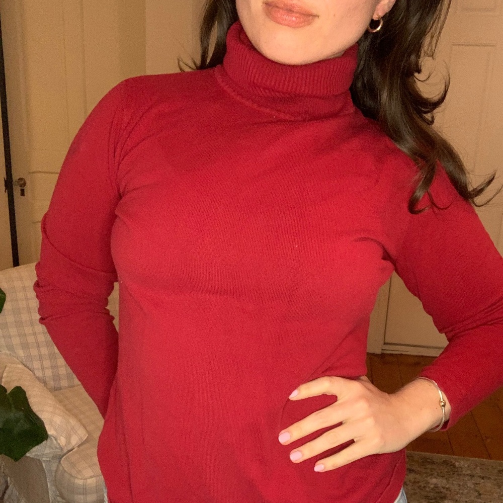 Red Turtleneck Sweater Size M